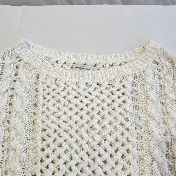 Abercrombie & Fitch Women Crochet Sweater XS/S Fisherman Cable Knit Coastal Cozy - Picture 9 of 10